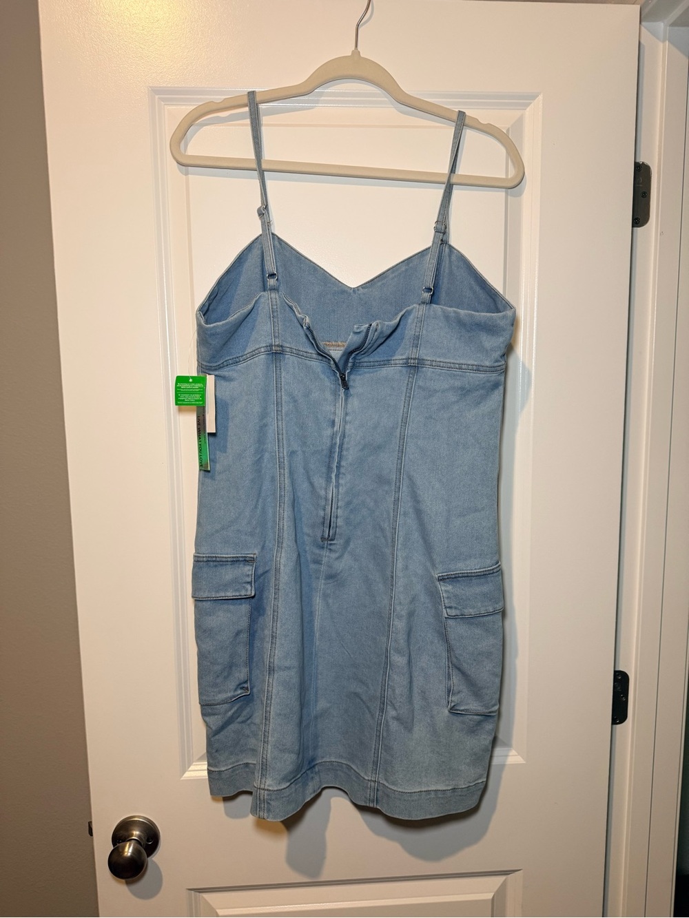Light Blue Denim Spaghetti Strap Dress